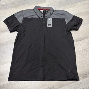 Fried Denim Colorblock Polo Shirt Black & Gray Size XL
